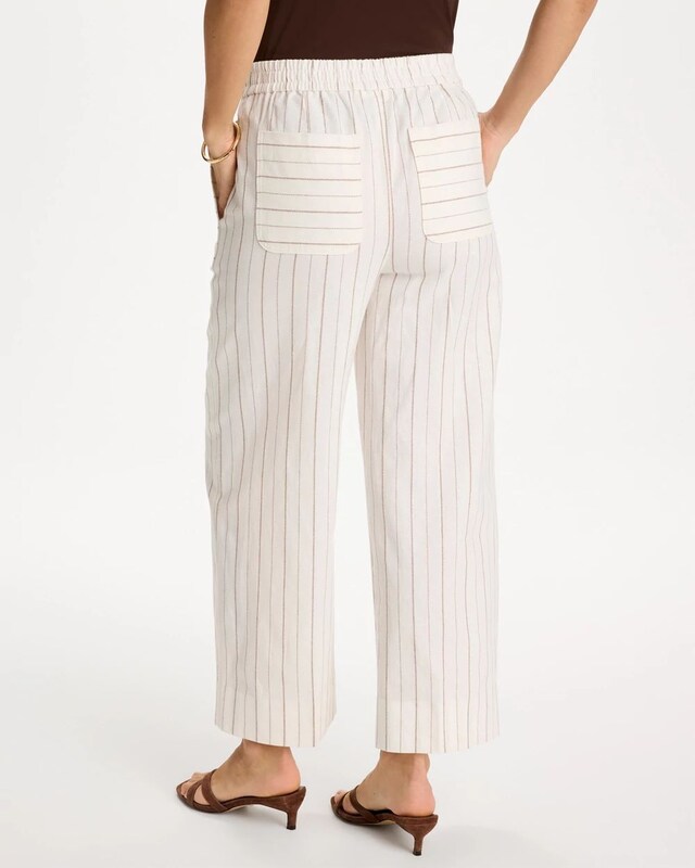 Pinstriped Linen-Cotton Crop Pant - image 3